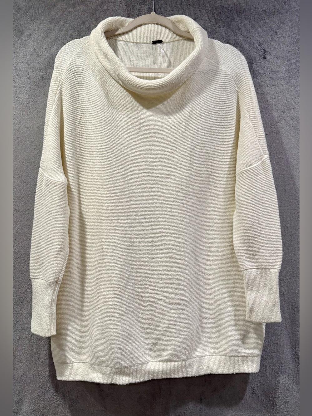 Free People Ottoman Slouchy Tunic in Ecru Cream Mock Neck Oversized Comfy Size S